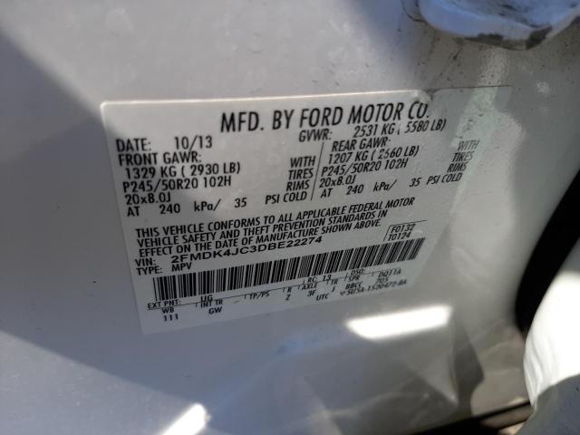 Photo 10 from auction – 2013 FORD EDGE SEL with VIN 2FMDK4JC3DBE22274