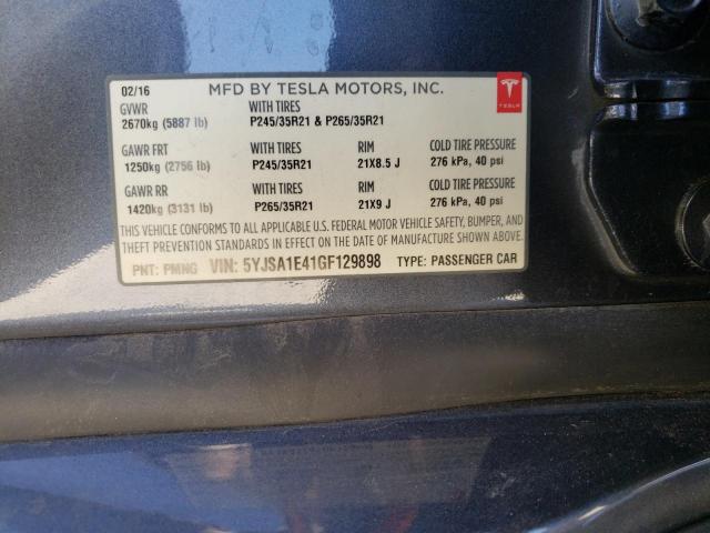 Photo 10 from auction – 2016 TESLA MODEL S with VIN 5YJSA1E41GF129898