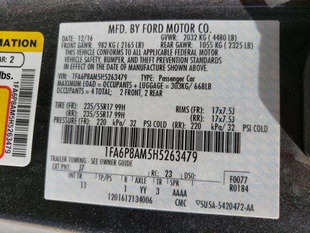 Photo 10 from auction – 2017 FORD MUSTANG with VIN 1FA6P8AM5H5263479