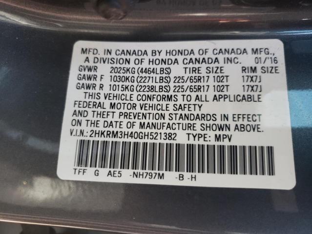 Photo 10 from auction – 2016 HONDA CR-V SE with VIN 2HKRM3H40GH521382