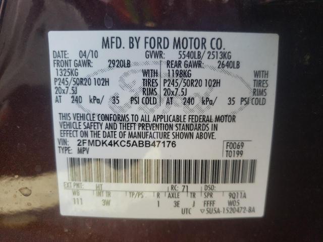 Photo 10 from auction – 2010 FORD EDGE LIMIT with VIN 2FMDK4KC5ABB47176