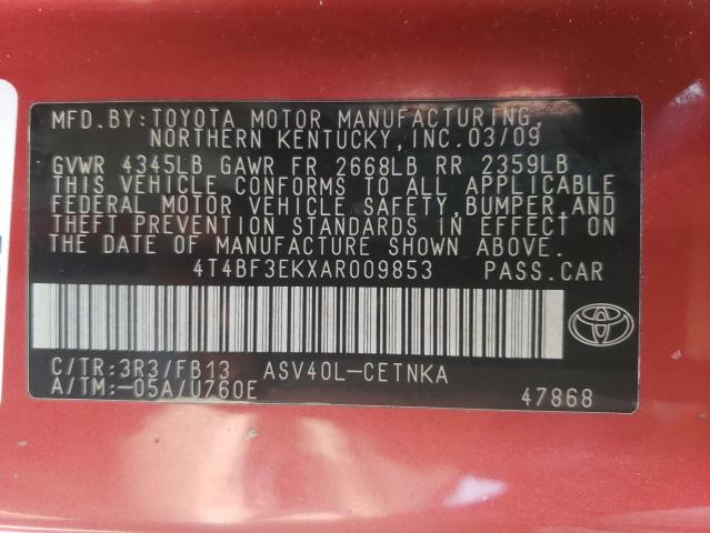 Photo 10 from auction – 2010 TOYOTA CAMRY BASE with VIN 4T4BF3EKXAR009853