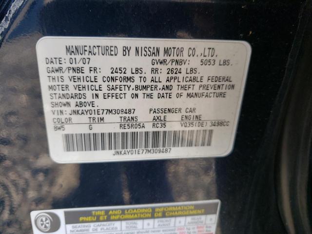 Photo 10 from auction – 2007 INFINITI M35 BASE with VIN JNKAY01E77M309487