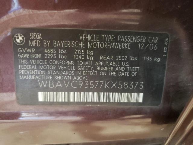 Photo 10 from auction – 2007 BMW 328 XI with VIN WBAVC93577KX58373
