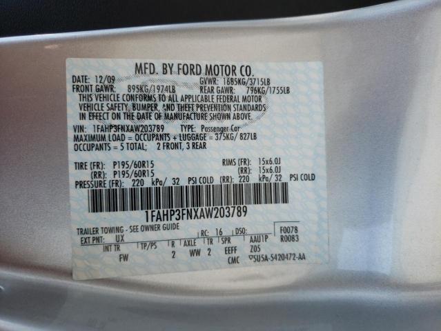 Photo 10 from auction – 2010 FORD FOCUS SE with VIN 1FAHP3FNXAW203789