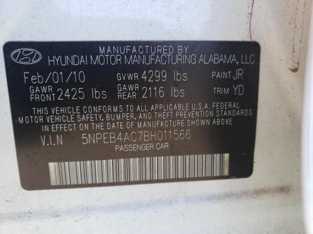 Photo 10 from auction – 2011 HYUNDAI SONATA GLS with VIN 5NPEB4AC7BH011566