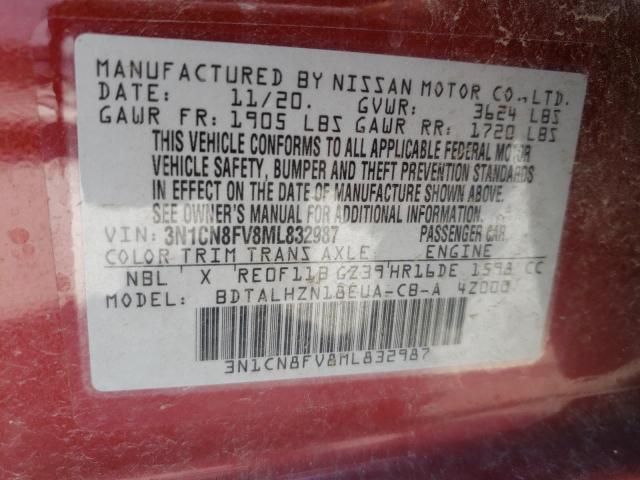 Photo 10 from auction – 2021 NISSAN VERSA SR with VIN 3N1CN8FV8ML832987