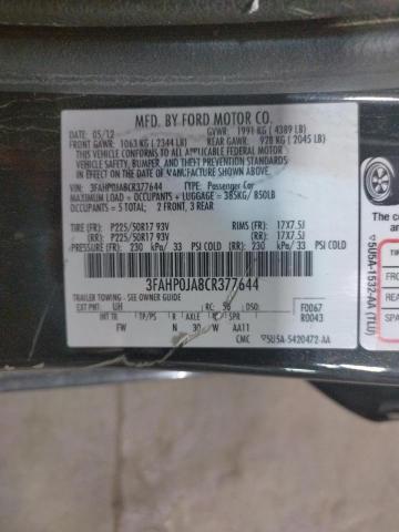 Photo 10 from auction – 2012 FORD FUSION SEL with VIN 3FAHP0JA8CR377644