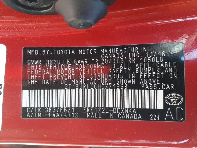 Photo 10 from auction – 2017 TOYOTA COROLLA L with VIN 2T1BURHE6HC771968