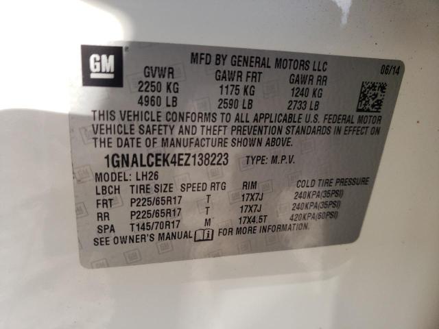 Photo 10 from auction – 2014 CHEVROLET EQUINOX LT with VIN 1GNALCEK4EZ138223