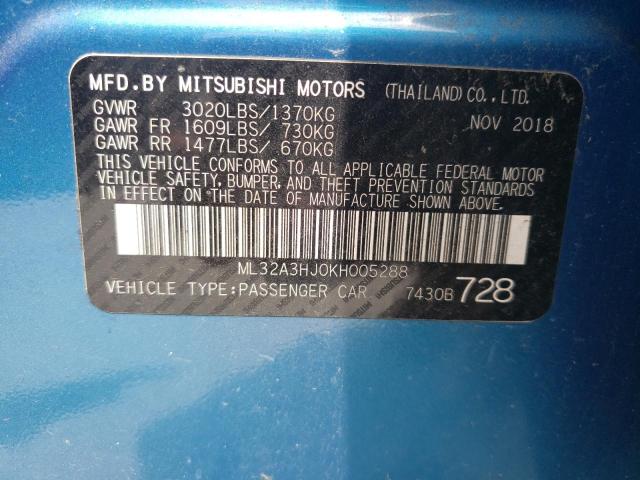 Photo 10 from auction – 2019 MITSUBISHI MIRAGE ES with VIN ML32A3HJ0KH005288