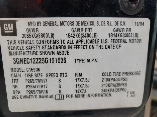 Photo 10 from auction – 2005 CHEVROLET AVALANCHE with VIN 3GNEC12Z25G161636