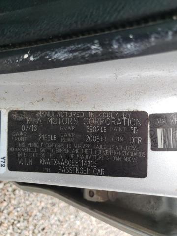Photo 10 from auction – 2014 KIA FORTE EX with VIN KNAFX4A80E5114315