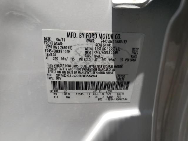 Photo 10 from auction – 2011 FORD EDGE SEL with VIN 2FMDK3JC0BBB55263