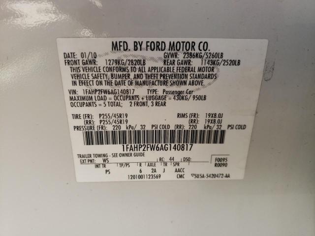 Photo 10 from auction – 2010 FORD TAURUS LIM with VIN 1FAHP2FW6AG140817