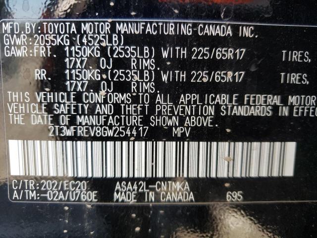 Photo 10 from auction – 2016 TOYOTA RAV4 XLE with VIN 2T3WFREV8GW254417