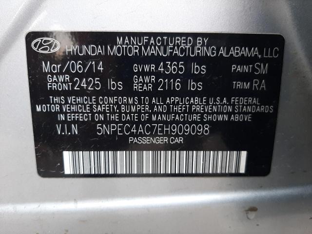 Photo 10 from auction – 2014 HYUNDAI SONATA SE with VIN 5NPEC4AC7EH909098