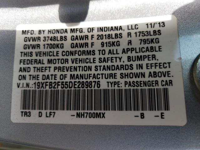 Photo 10 from auction – 2013 HONDA CIVIC LX with VIN 19XFB2F55DE289876
