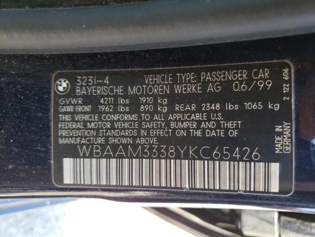 Photo 10 from auction – 2000 BMW 323 I with VIN WBAAM3338YKC65426