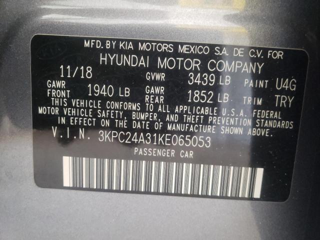 Photo 10 from auction – 2019 HYUNDAI ACCENT SE with VIN 3KPC24A31KE065053
