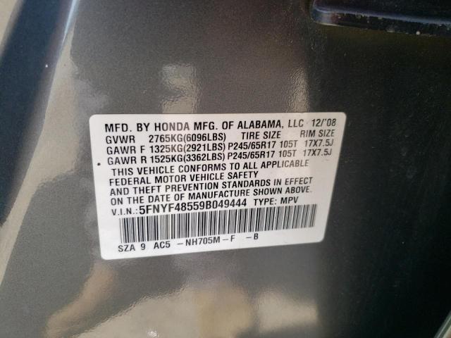 Photo 10 from auction – 2009 HONDA PILOT EXL with VIN 5FNYF48559B049444