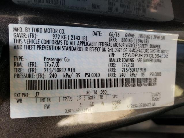 Photo 10 from auction – 2016 FORD FOCUS SE with VIN 1FADP3K2XGL354538