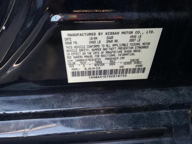 Photo 10 from auction – 2005 NISSAN MAXIMA SE with VIN 1N4BA41E75C818733