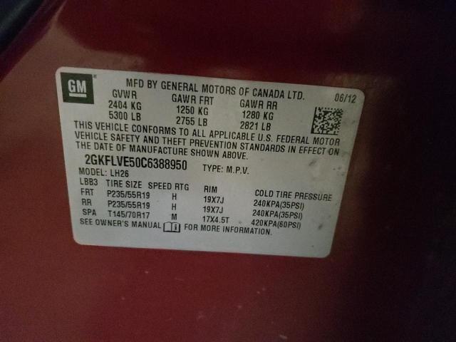 Photo 10 from auction – 2012 GMC TERRAIN SL with VIN 2GKFLVE50C6388950