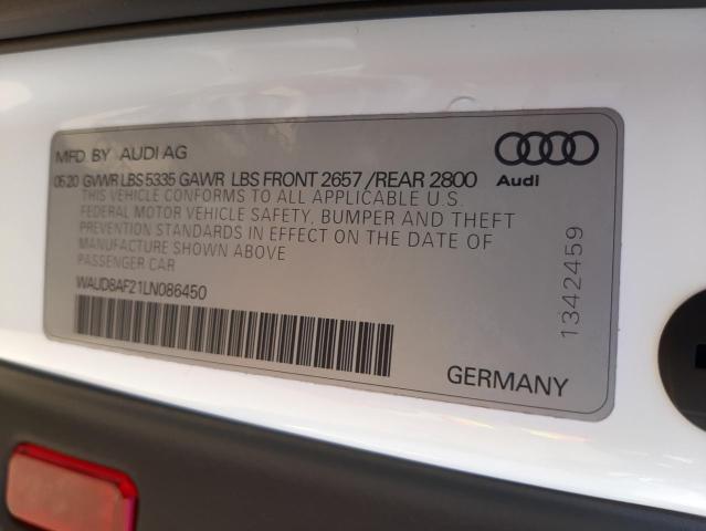 Photo 10 from auction – 2020 AUDI A6 PREMIUM with VIN WAUD8AF21LN086450