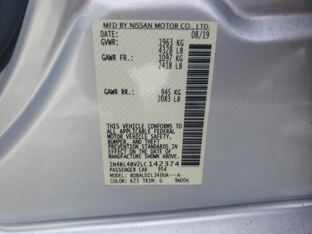 Photo 10 from auction – 2020 NISSAN ALTIMA S with VIN 1N4BL4BV2LC142374