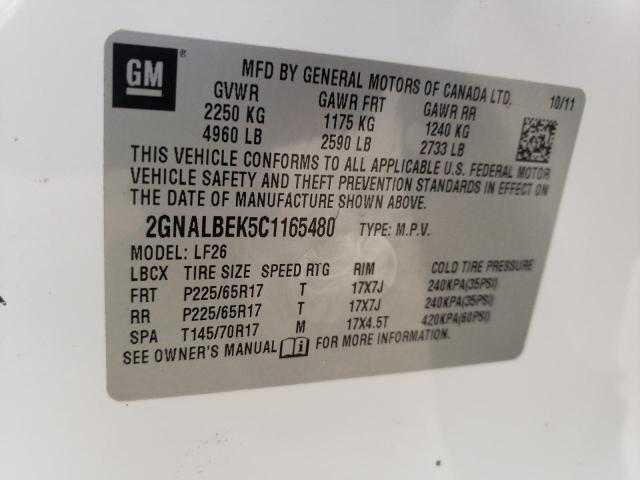 Photo 10 from auction – 2012 CHEVROLET EQUINOX LS with VIN 2GNALBEK5C1165480