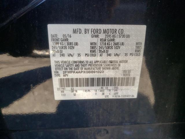 Photo 10 from auction – 2016 FORD EDGE SPORT with VIN 2FMPK4APXGBB91023