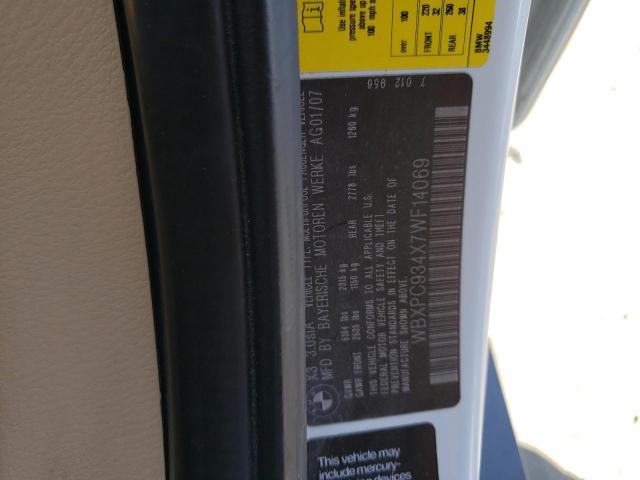 Photo 10 from auction – 2007 BMW X3 3.0SI with VIN WBXPC934X7WF14069