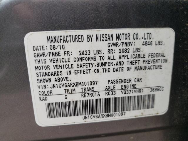 Photo 10 from auction – 2011 INFINITI G37 with VIN JN1CV6ARXBM401097