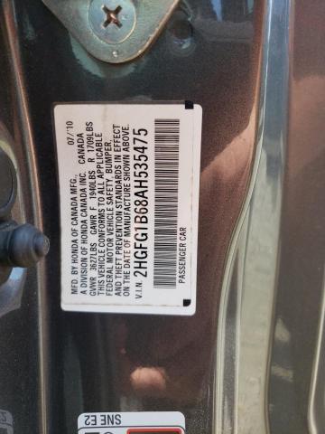 Photo 10 from auction – 2010 HONDA CIVIC with VIN 2HGFG1B68AH535475
