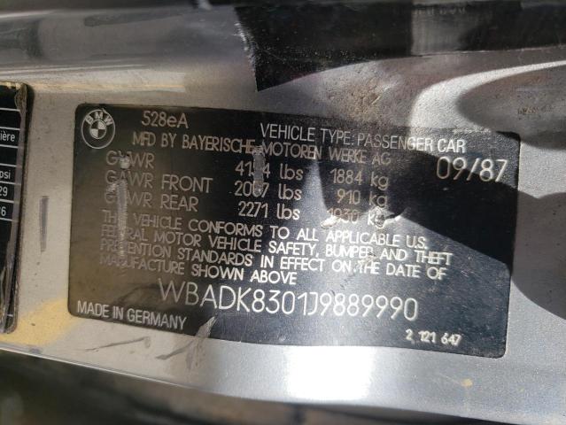 Photo 10 from auction – 1988 BMW 528 E AUTO with VIN WBADK8301J9889990