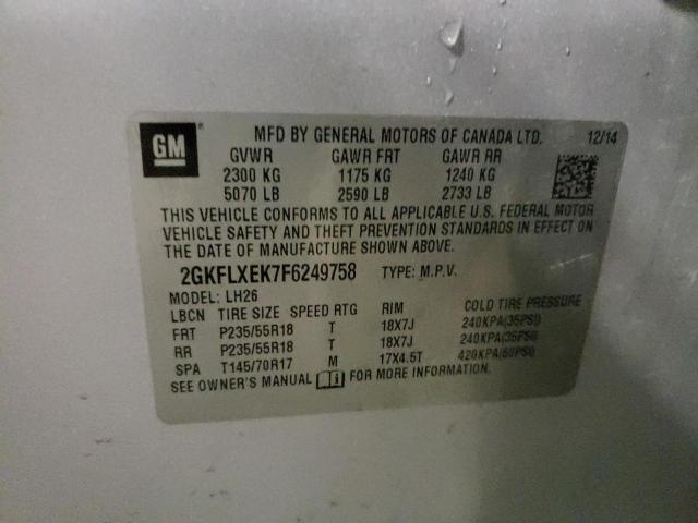 Photo 10 from auction – 2015 GMC TERRAIN SL with VIN 2GKFLXEK7F6249758