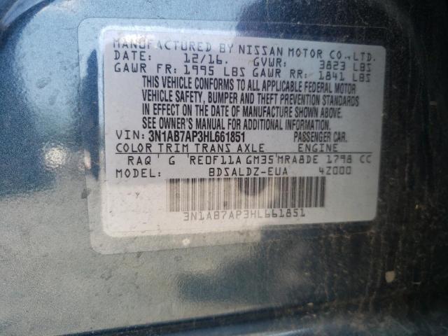 Photo 10 from auction – 2017 NISSAN SENTRA S with VIN 3N1AB7AP3HL661851