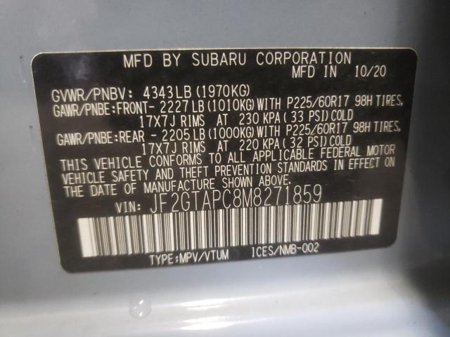 Photo 10 from auction – 2021 SUBARU CROSSTREK with VIN JF2GTAPC8M8271859