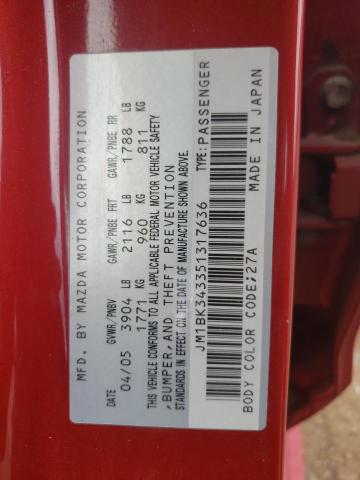 Photo 10 from auction – 2005 MAZDA 3 HATCHBAC with VIN JM1BK343351317636