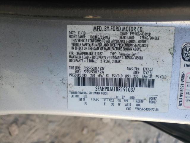 Photo 10 from auction – 2011 FORD FUSION SEL with VIN 3FAHP0JA1BR191037