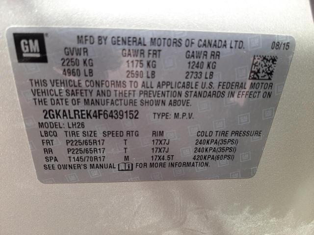 Photo 10 from auction – 2015 GMC TERRAIN SL with VIN 2GKALREK4F6439152