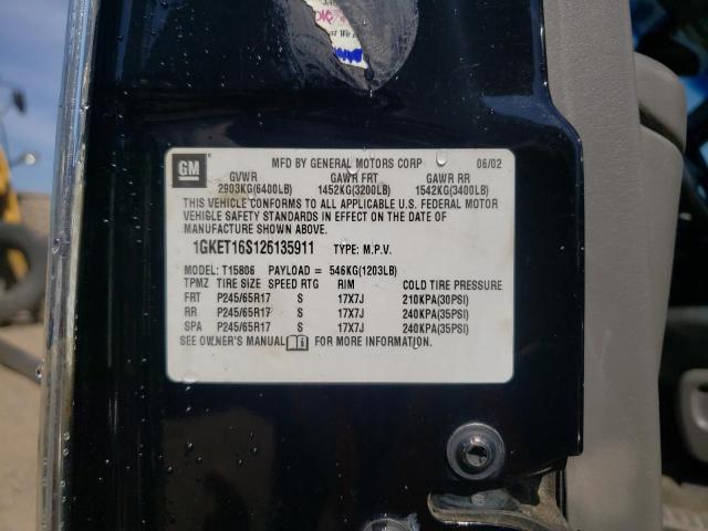Photo 10 from auction – 2002 GMC ENVOY XL with VIN 1GKET16S126135911