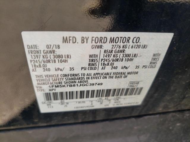 Photo 10 from auction – 2018 FORD EXPLORER with VIN 1FM5K7B81JGC39749
