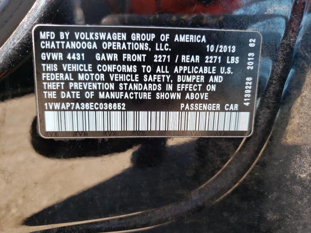 Photo 10 from auction – 2014 VOLKSWAGEN PASSAT S with VIN 1VWAP7A36EC036652