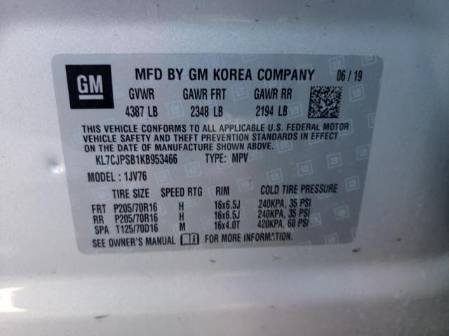 Photo 10 from auction – 2019 CHEVROLET TRAX 1LT with VIN KL7CJPSB1KB953466
