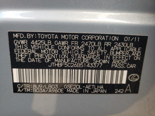 Photo 10 from auction – 2011 LEXUS IS 250 with VIN JTHBF5C26B5143377