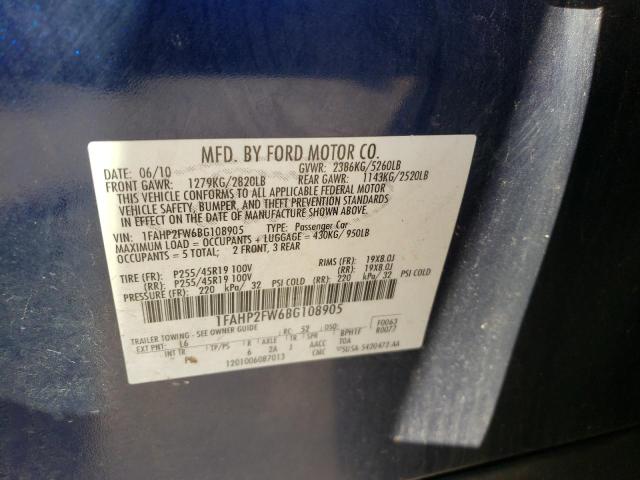 Photo 10 from auction – 2011 FORD TAURUS LIM with VIN 1FAHP2FW6BG108905