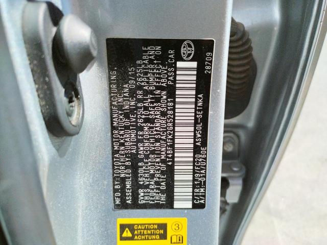 Photo 10 from auction – 2016 TOYOTA CAMRY LE with VIN 4T4BF1FK2GR528181