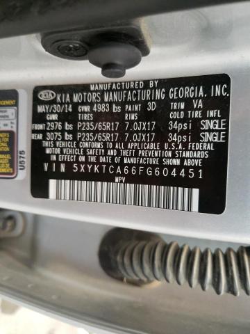 Photo 10 from auction – 2015 KIA SORENTO LX with VIN 5XYKTCA66FG604451